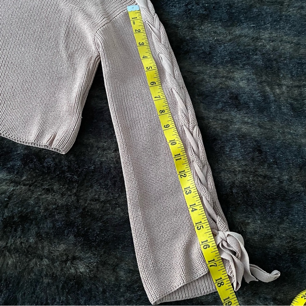 Wilfred by Aritzia Salome Ribbon Sleeve Crop Sweater Sz. S - Picture 7 of 9